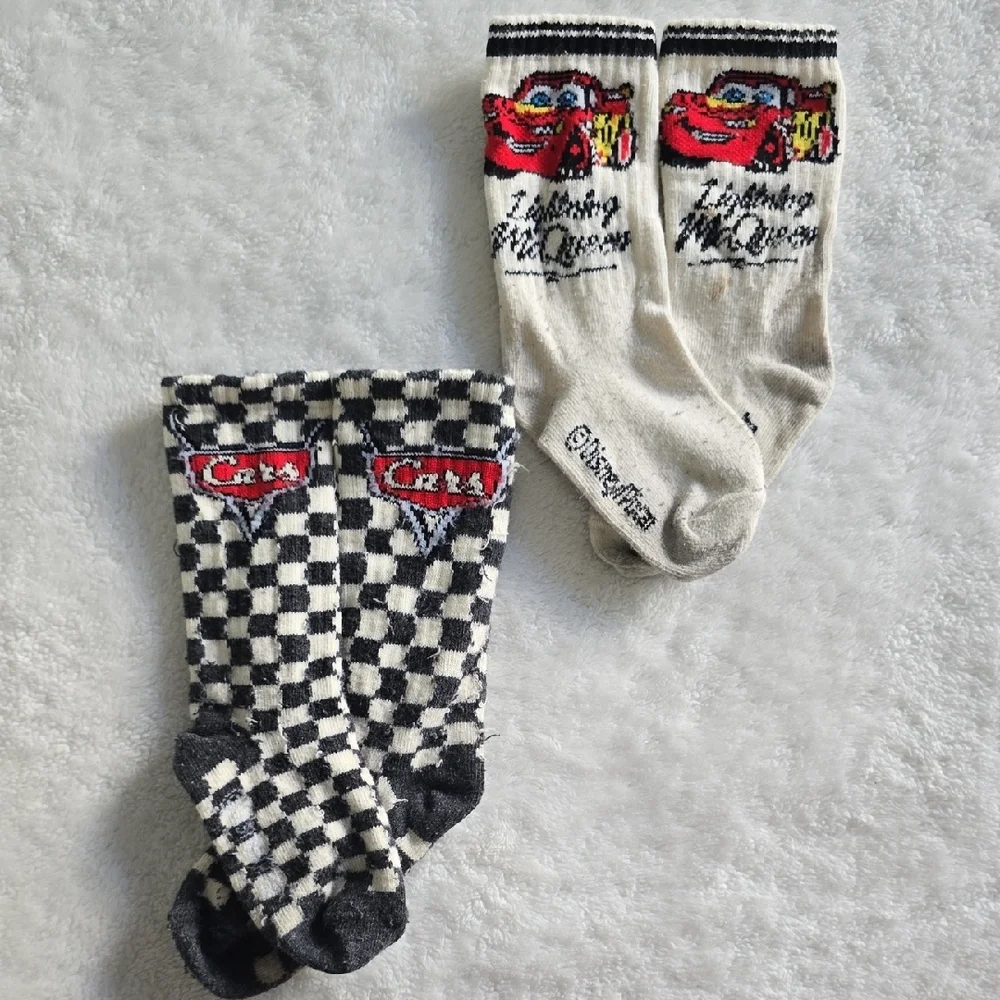 Disney Cars Lightning McQueen Checkered Socks - Red, Black, White